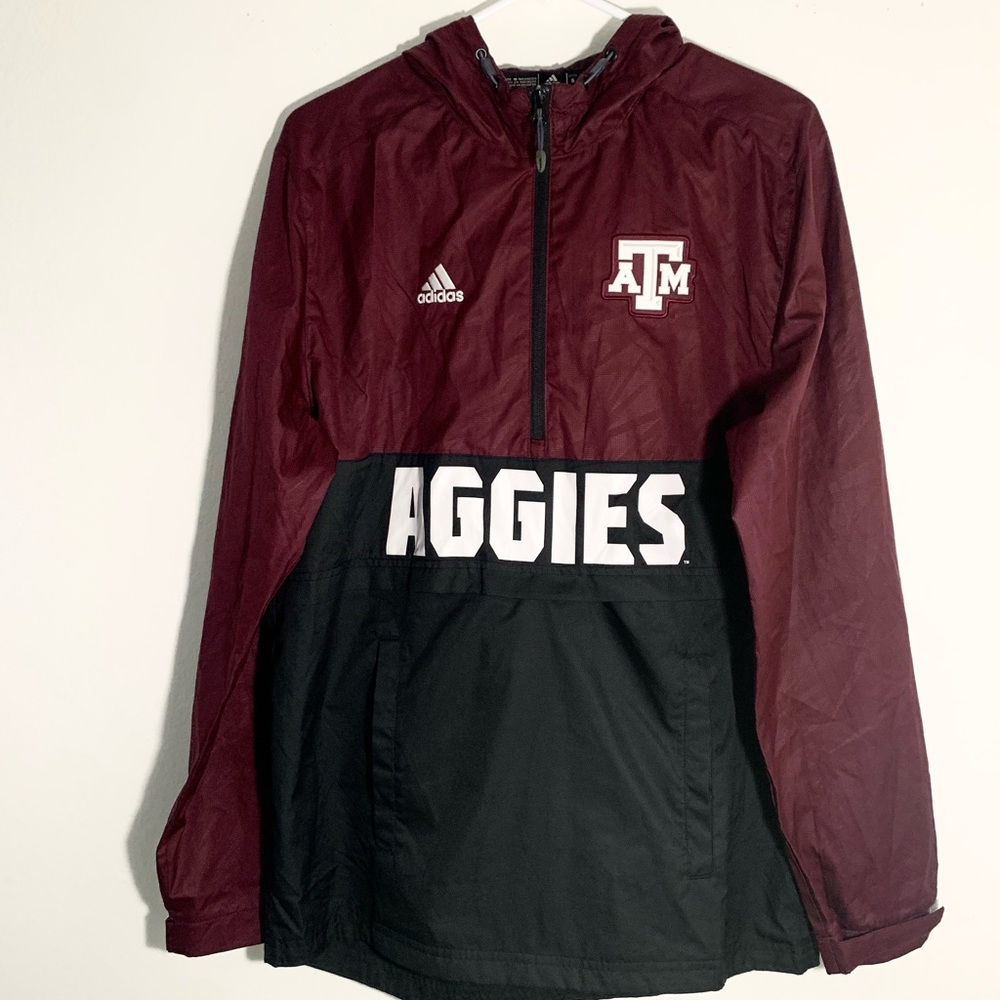 Adidas Mens Windbreaker Jacket Size Small Zip up Aggies University